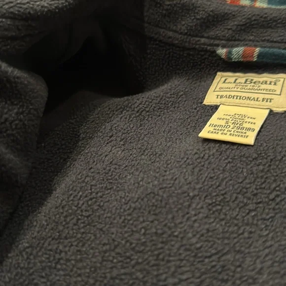 LLBean Fleece Lined Flannel Shirt - Small (Reg) - Picture 4 of 6